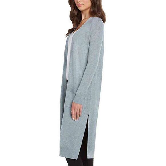 MATTY M Duster Open Front Knit Cardigan Sweater Size XL Heather Denim Blue NWT - Picture 2 of 9